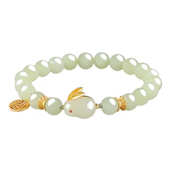 Cardamom Time 925 Sterling Silver 8mm Hetian Jade Bracelets Women's Pale Greenish White Jade