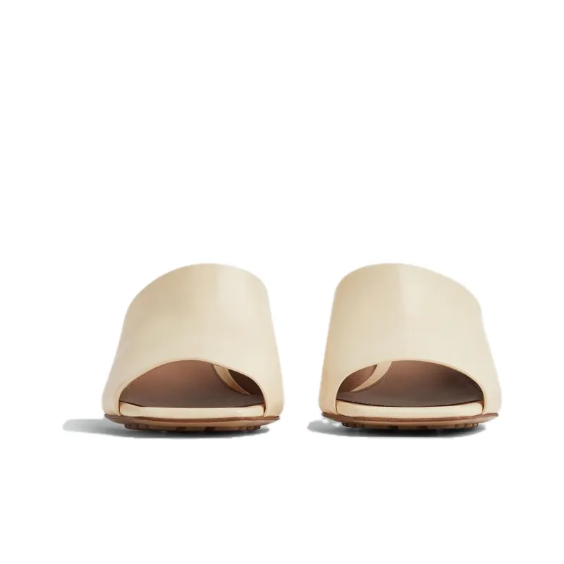 Bottega Veneta Knot Genuine Leather Sole Quiet Slide Slippers Women's Beige-1