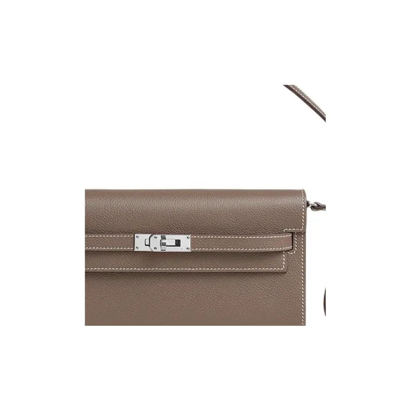 HERMES Kelly To Go Epsom Leather Wallet Women's 18 Etoupe Elephant Gray-3