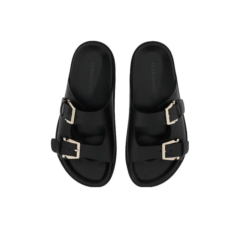 FERRAGAMO Rubber Sole Slide Slippers Women's Black-3
