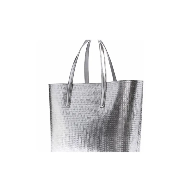 GIVENCHY Cow Leather Tote Bag Shopping Bag Handbag Unisex Silver-3