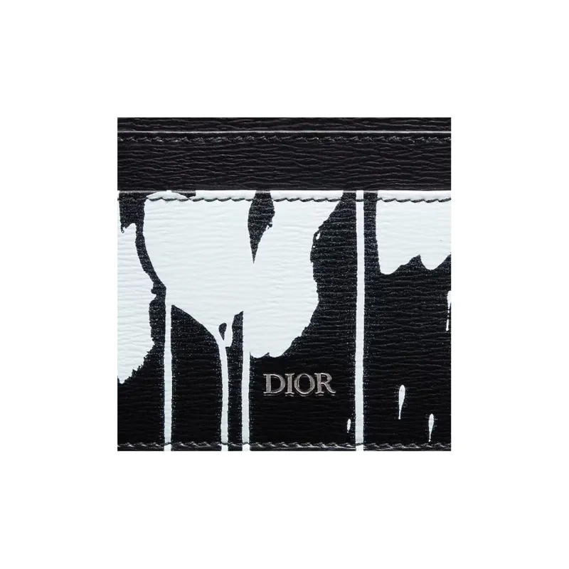 DIOR Raymond Pettibon Collaboration Calfskin Card Holder Regular Men's Black & White-2