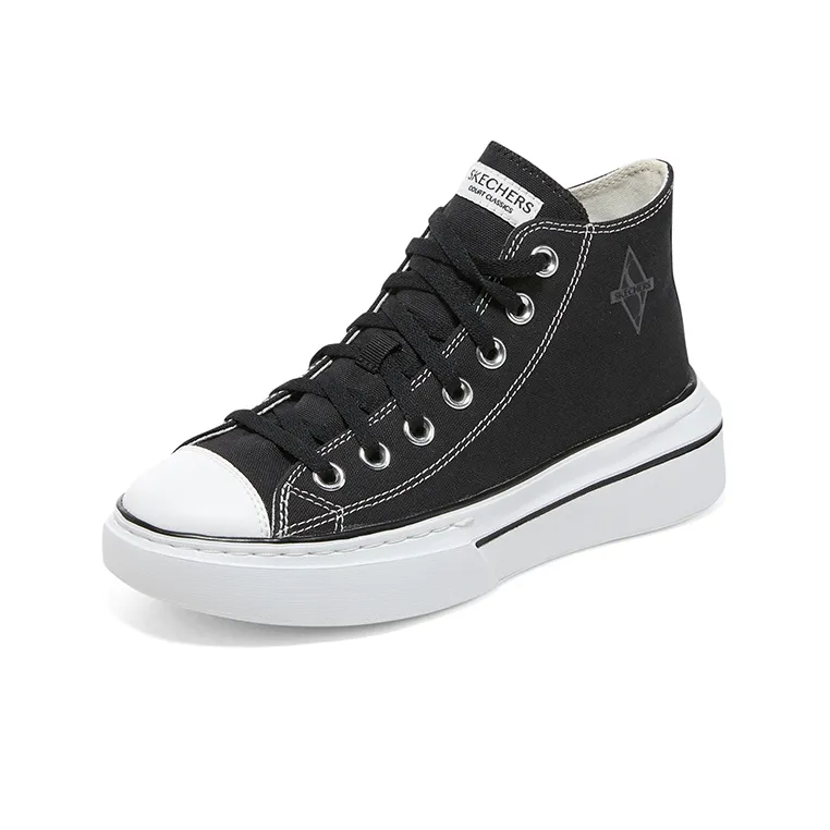 Skechers Anti Slip Wear Resistant Low Top Canvas Shoes Women's Black White-2