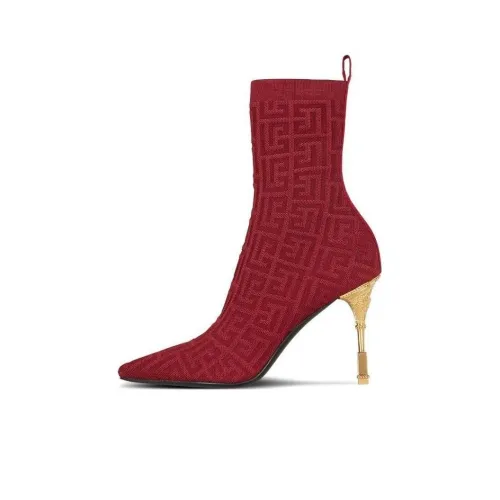 BALMAIN Moneta-monogram 95mm Knit Ankle Boots