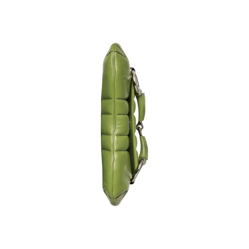 GUCCI Horsebit 1955 Quilting Leather Handbag Shoulder Bag Women's Green-5