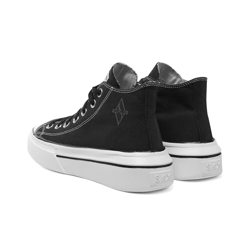 Skechers Anti Slip Wear Resistant Low Top Canvas Shoes Women's Black White-4