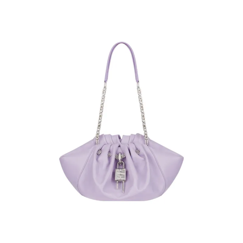 Givenchy 4G Pleated Soft Cow Leather Shoulder Bag Handbags Shoulder Bags Women's Light Purple-0