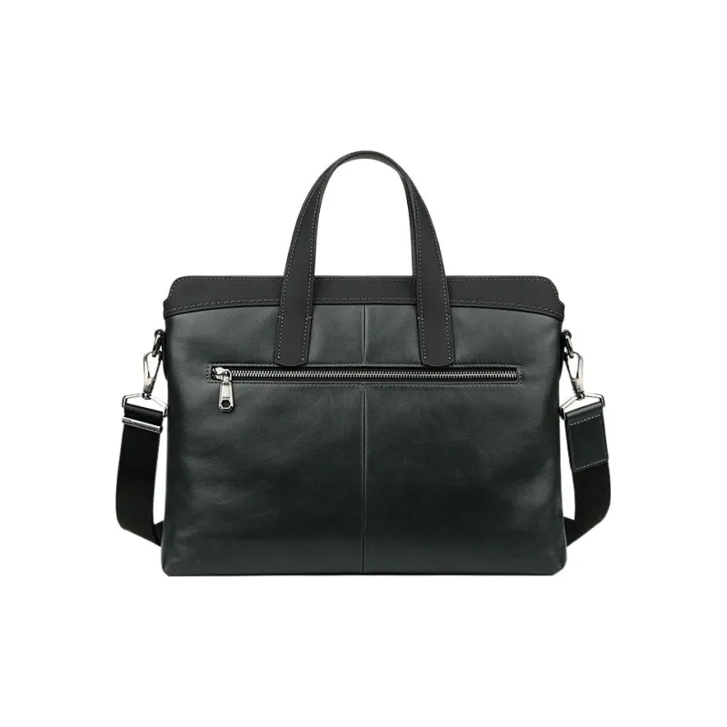 Jeep Cow Leather Briefcase Shoulder Bag Crossbody Bag Handbag Men's Green-3