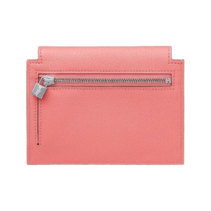 HERMES Kelly Pocket Mysore Goat Skin Wallet Regular Women's Summer Pink-1