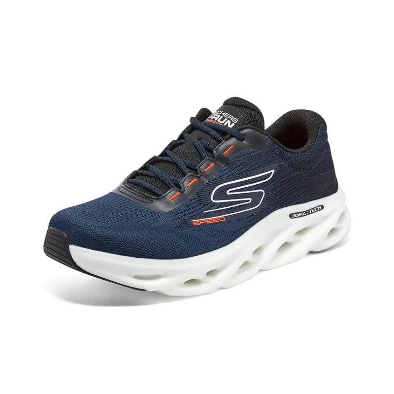 Skechers GO RUN Swirl Tech Speed Cushioning Anti Slip And Wear Resistant Low Top Casual Running Shoes Men's Black-2
