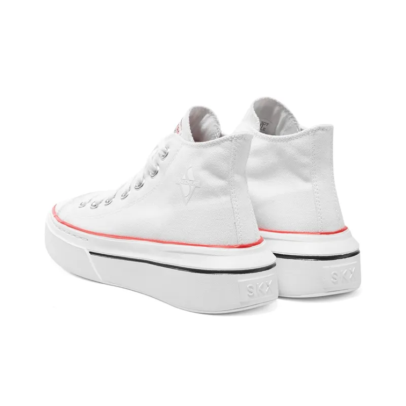 Skechers Court Classics Anti Slip Wear Resistant High Top Canvas Shoes Women's White-4
