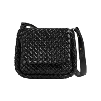 Bottega Veneta Sheepskin Crossbody Bag, Shoulder Bag Women's Black
