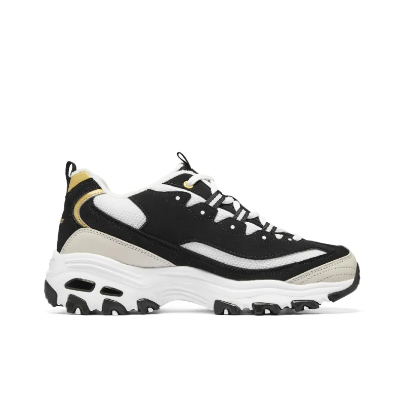 Skechers D'LITES 1.0 D'LITES Anti Slip Wear Resistant Low Top Chunky Sneakers Women's Black White-1