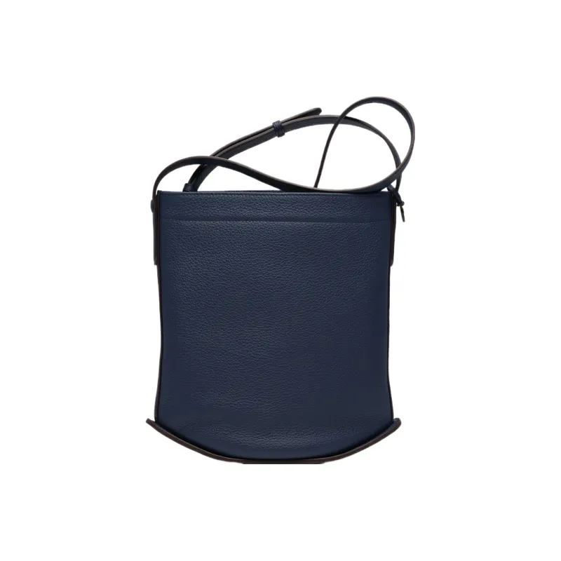 Delvau Pin Daily Chain Grain Soft Calfskin Bucket Bags Shoulder Bag Crossbody Bag Women's Dark Blue-2