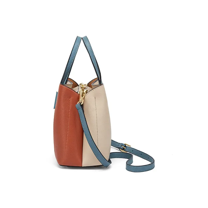 Simvay Clos Cow Leather With Ultra-Fine Shoulder Bag Crossbody Bag Tote Handbag Medium Size Women's Cream Apricot-5