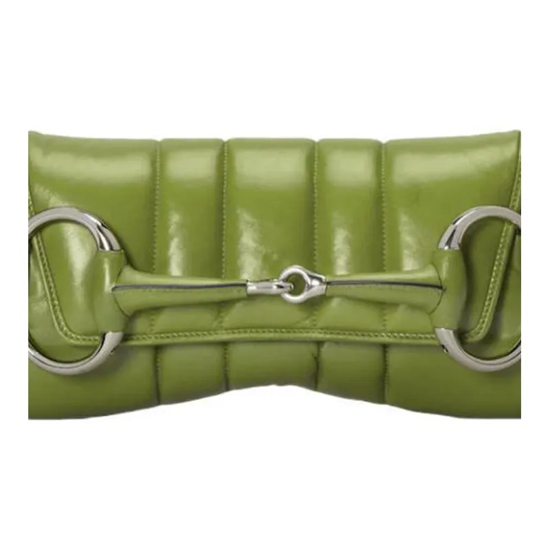 GUCCI Horsebit 1955 Quilting Leather Handbag Shoulder Bag Women's Green-8