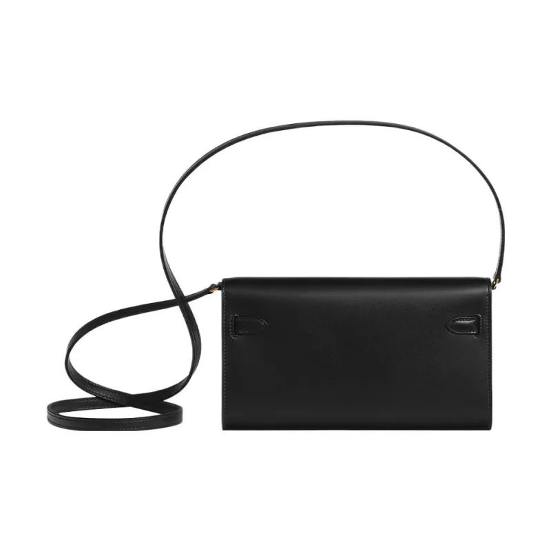 HERMES Kelly To Go Tadelakt Calfskin Wallet Regular Women's 89 Noir Black-1
