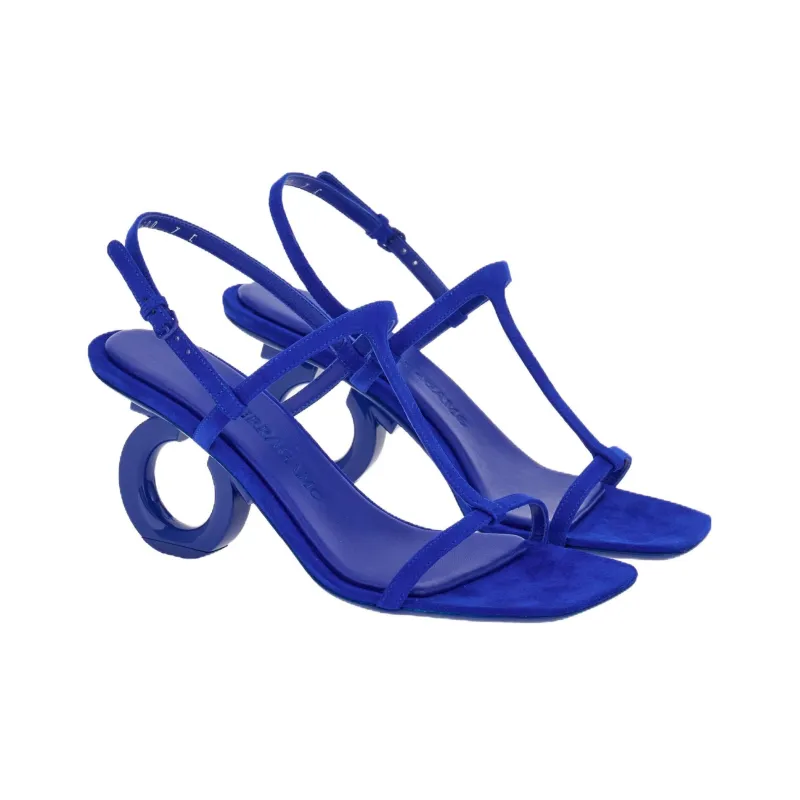 FERRAGAMO Elina Strap Sandals 7cm Women's Blue-2
