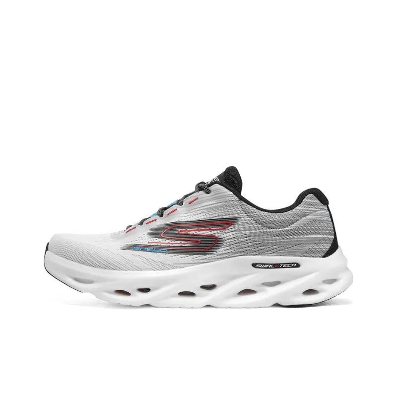 Skechers GO RUN Swirl Tech Speed Cushioning Wear Resistant Low Top Running Shoes Men's White Gray-0