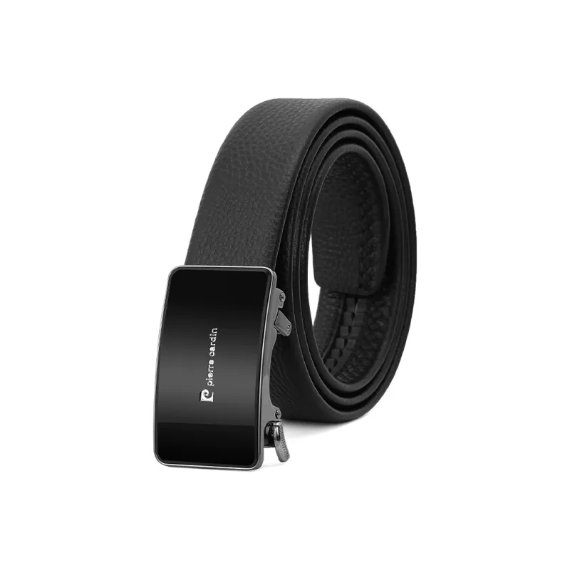 PIERRE CARDIN Mirror Finish Automatic Buckle Luxe Lite Top Grain Cow Leather Belts Men's 3.5cm-4