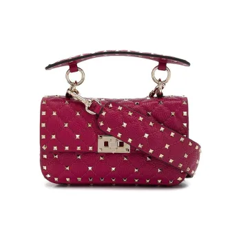 Valentino ROCKSTUD SPIKE Leather Portable Crossbody Bag Shoulder Bag Regular Women's Burgundy