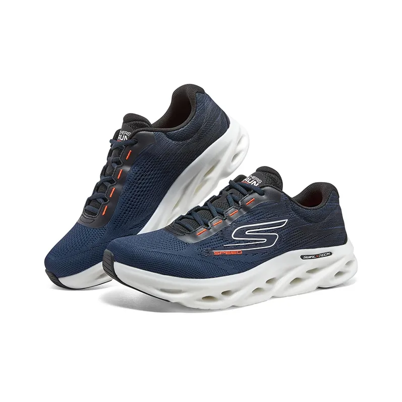Skechers GO RUN Swirl Tech Speed Cushioning Anti Slip And Wear Resistant Low Top Casual Running Shoes Men's Black-3