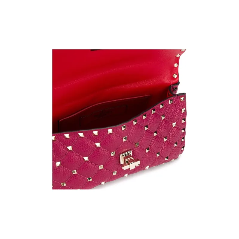 Valentino ROCKSTUD SPIKE Leather Portable Crossbody Bag Shoulder Bag Regular Women's Burgundy-3