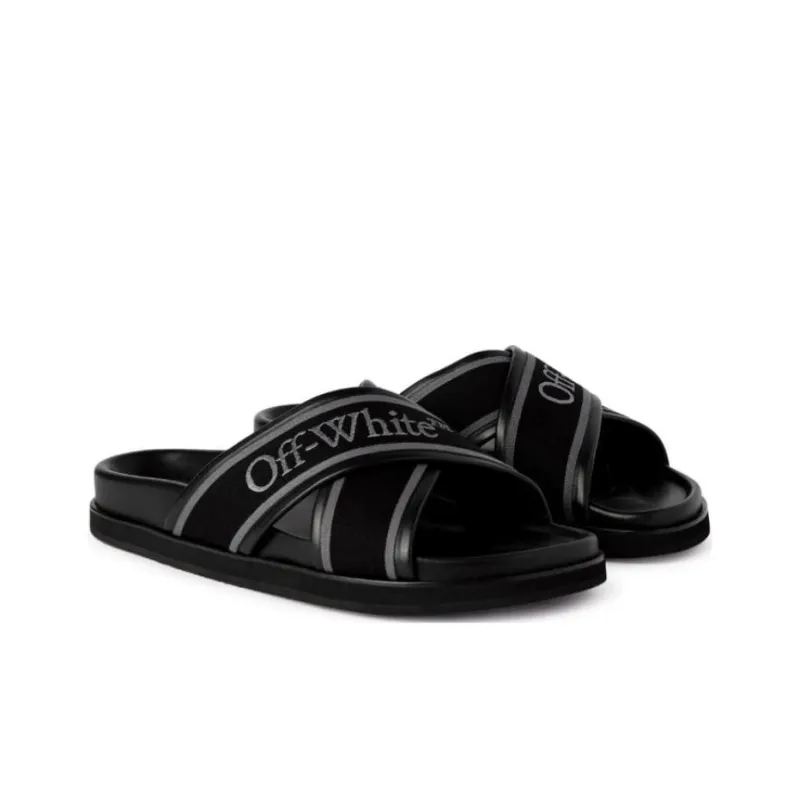 OFF WHITE Cloud Logo strap Crossover Slides-1