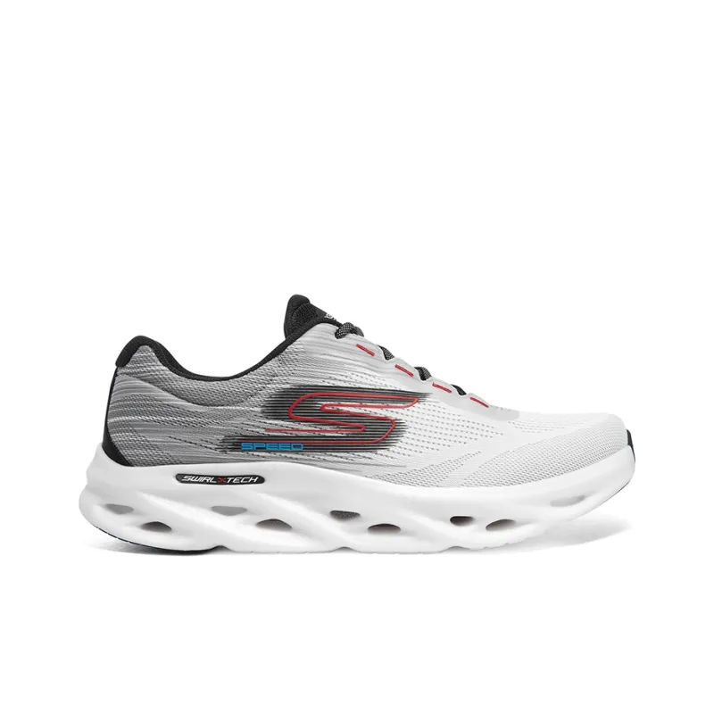Skechers GO RUN Swirl Tech Speed Cushioning Wear Resistant Low Top Running Shoes Men's White Gray-1