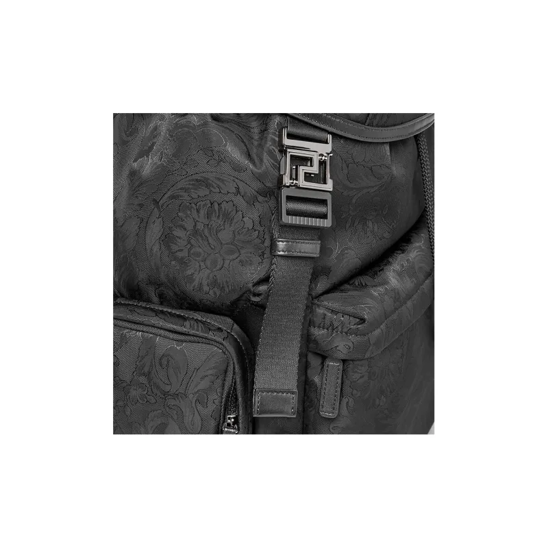 VERSACE Recycled Nylon Backpack Regular Men's Black-4