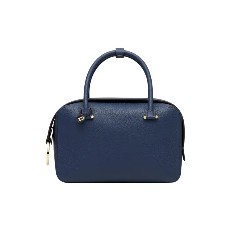 Delvau Cool Bo Grained Calfskin Shoulder Bag Crossbody Bag Handbag Medium Size Women's Dark Blue-0