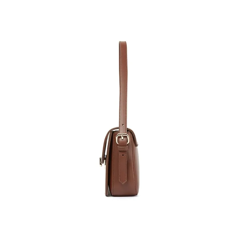 TUCANO PU Small Square Saddle Bag, Shoulder Bag, Handbag Small Size Women's Dark Brown-4