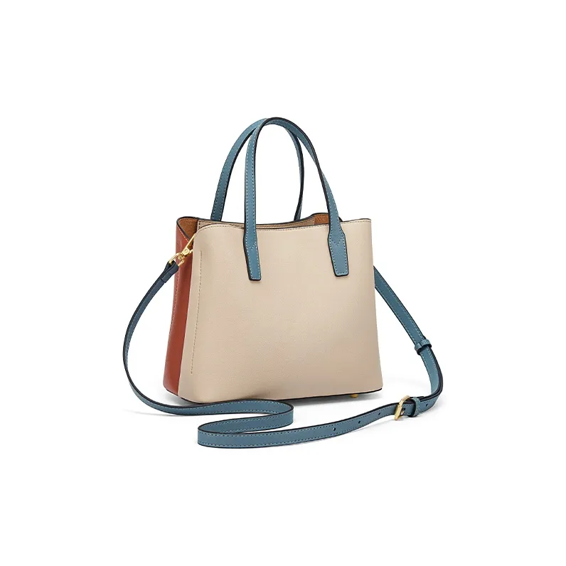 Simvay Clos Cow Leather With Ultra-Fine Shoulder Bag Crossbody Bag Tote Handbag Medium Size Women's Cream Apricot-4