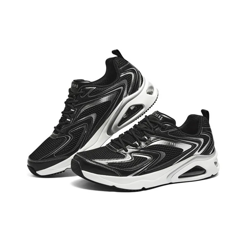 Skechers Wear resistant And Lightweight Low Top Casual Running Shoes Men's Black-3