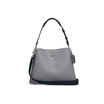 COACH Willow Split Cow Leather Tote Bag, Shopping Bag, Handbag, Shoulder Bag Tubas Women's Black
