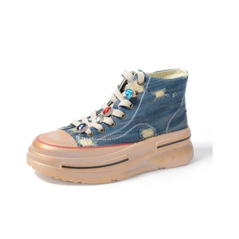STEVE MADDEN High-Top Canvas Shoes Women's Denim Blue-1