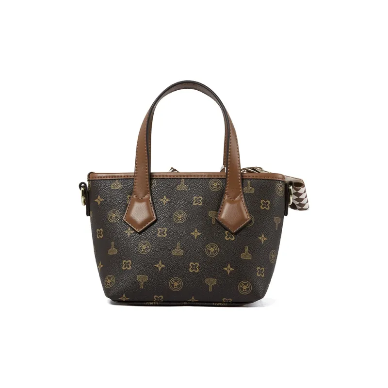 TUCANO PVC Leather PU Leather Bucket Bag Handbag Medium Size Women's Dark Gray/Coffee-10