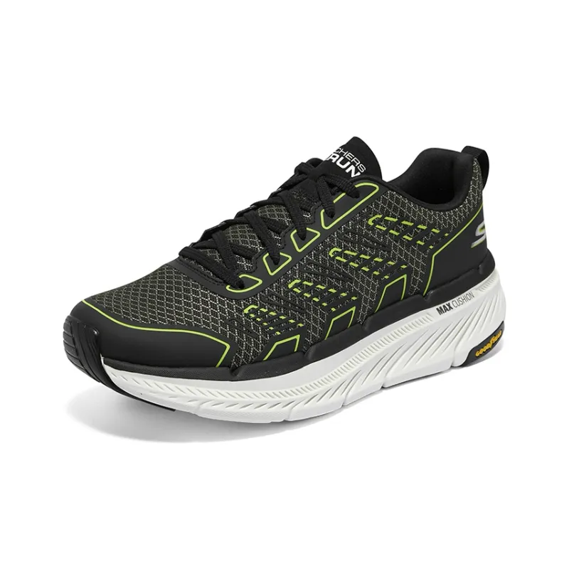 Skechers Max Cushioning Cushioned Slip Resistant Low Top Running Shoes Men's Olive Black-2