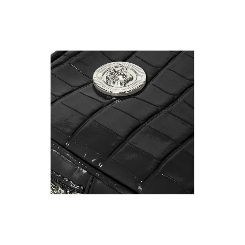 VERSACE MEDUSA BIGGIE Series Calfskin Camera Bag, Shoulder Bag, Crossbody Bag Trumpets Men's Black-3