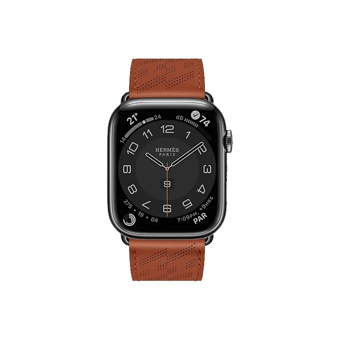 HERMES Calfskin Watch Refurbishing 45mm Unisex Red Copper H0008681Y6C-1