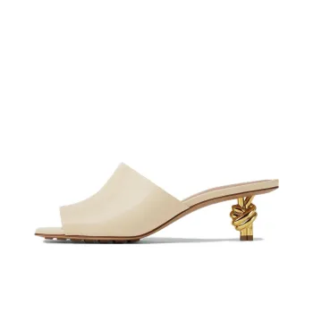 Bottega Veneta KNOT Genuine Leather Sole Slide Slippers Women's Beige