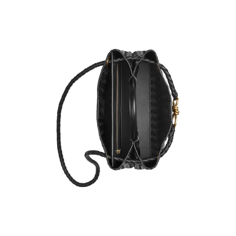 Bottega Veneta Andiamo Series Sheepskin Shoulder Bag Crossbody Bag Handbag Medium Size Women's Black-3