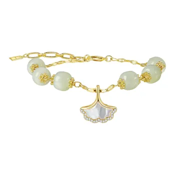 Worship S925 Silver Hetian Jade Bracelets Women's Pale Greenish-White Jade