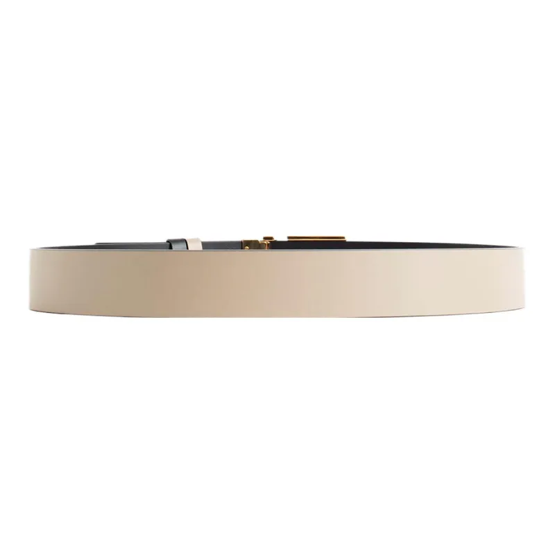VERSACE Double Sided, Smooth Buckle Leather Belts Men's Beige Width 4cm-1