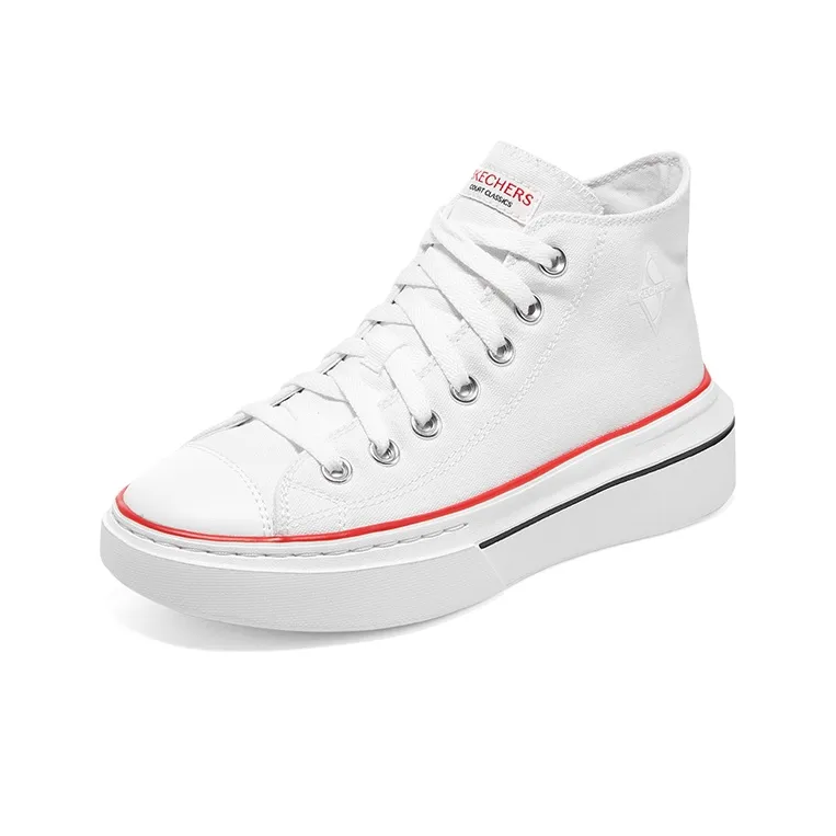 Skechers Court Classics Anti Slip Wear Resistant High Top Canvas Shoes Women's White-2
