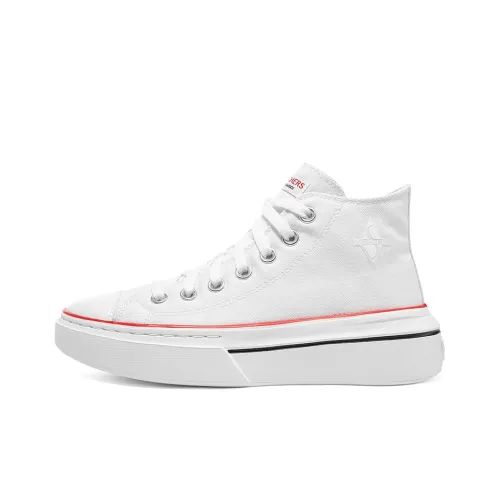Skechers Court Classics Anti-Slip Wear-Resistant High-Top Canvas Shoes Women's White