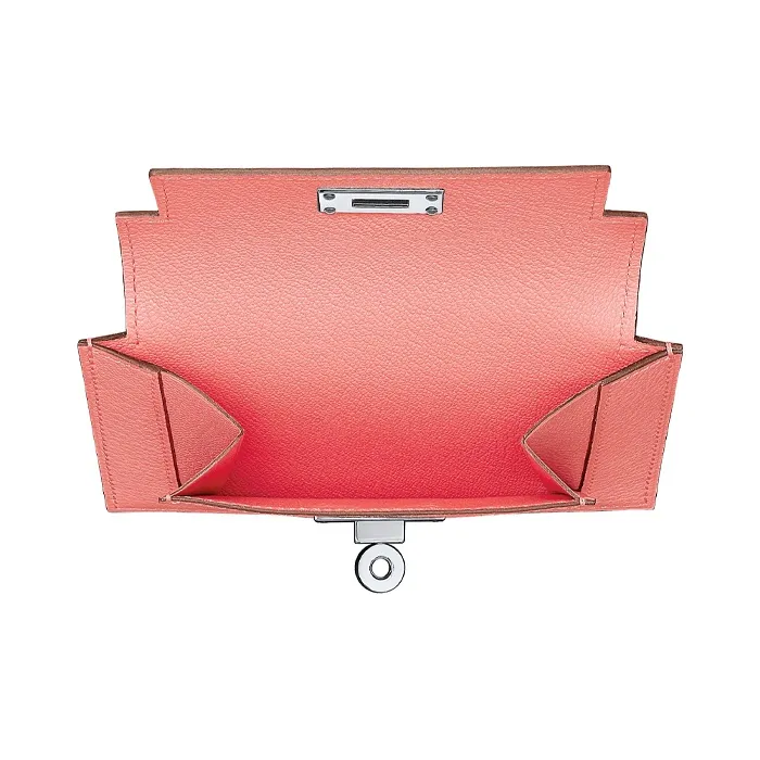 HERMES Kelly Pocket Mysore Goat Skin Wallet Regular Women's Summer Pink-2