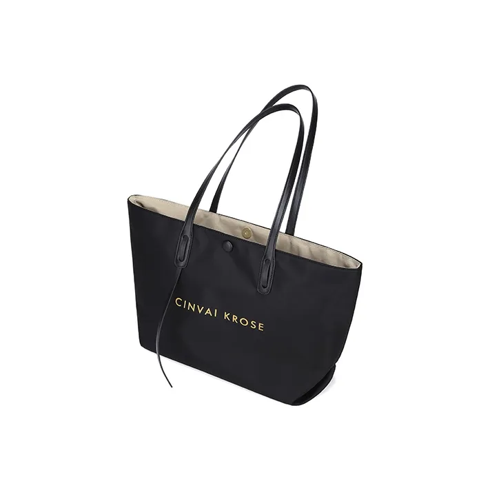 Simvay Clos Nylon Fabric With Microfiber Handbag Tote Bag Shoulder Bag Large Size Women's Khaki/Ecru/Black-15