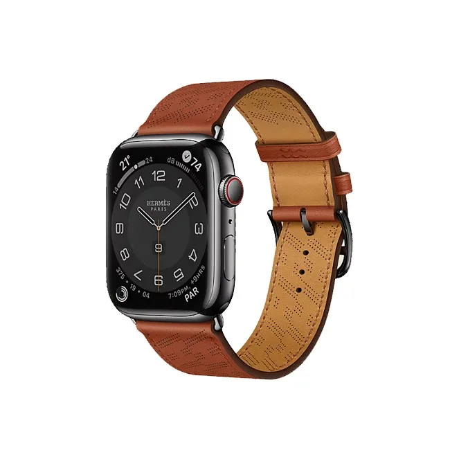 HERMES Calfskin Watch Refurbishing 45mm Unisex Red Copper H0008681Y6C-2
