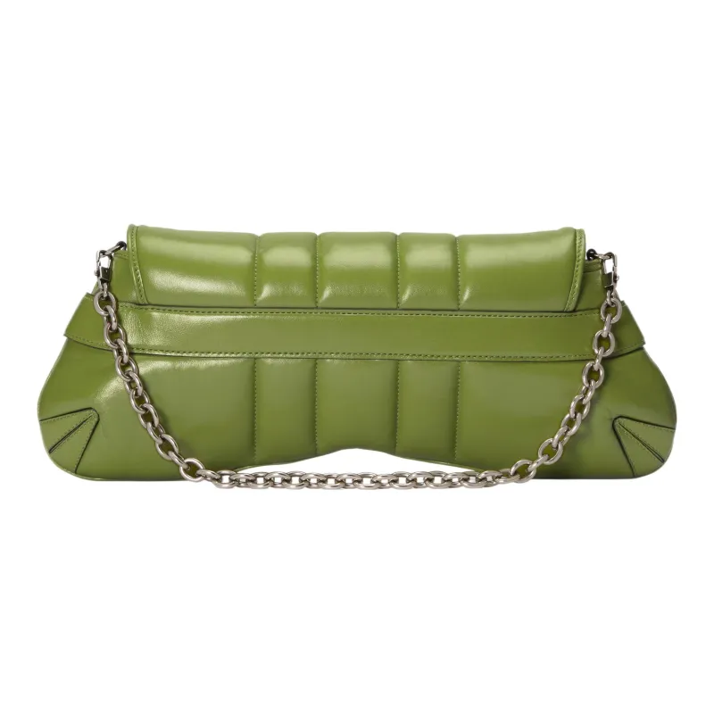 GUCCI Horsebit 1955 Quilting Leather Handbag Shoulder Bag Women's Green-7